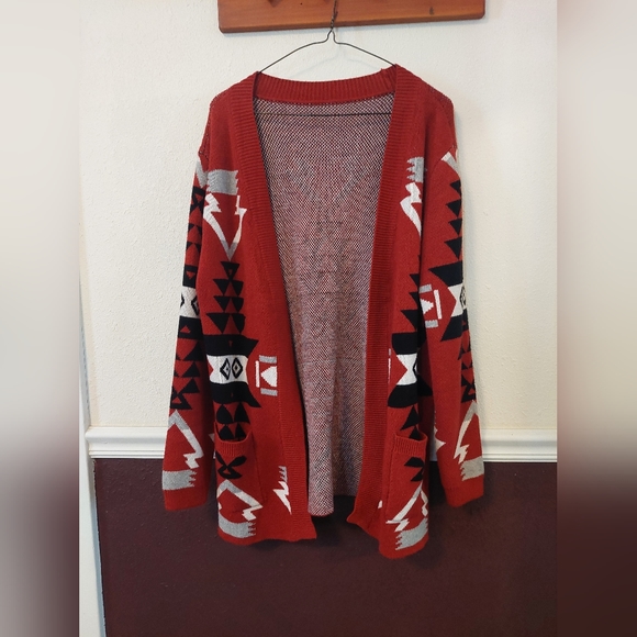 Red Aztec Cardigan - Picture 3 of 4